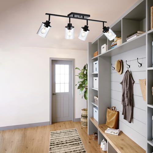 4 Light Black Farmhouse Track Lighting Fixtures Ceiling (Black / 4 Light)