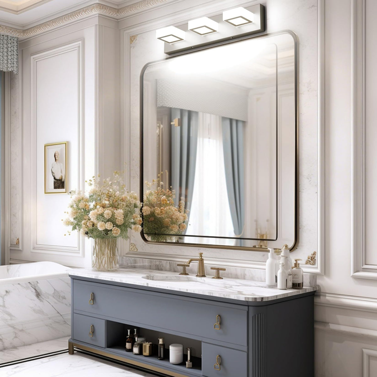Brushed Nickel Bathroom Vanity Lights Metal Acrylic LED Modern Bathroom Wall Lighting Fixtures Brushed Nickel (Brushed Nickel / 20 inch)