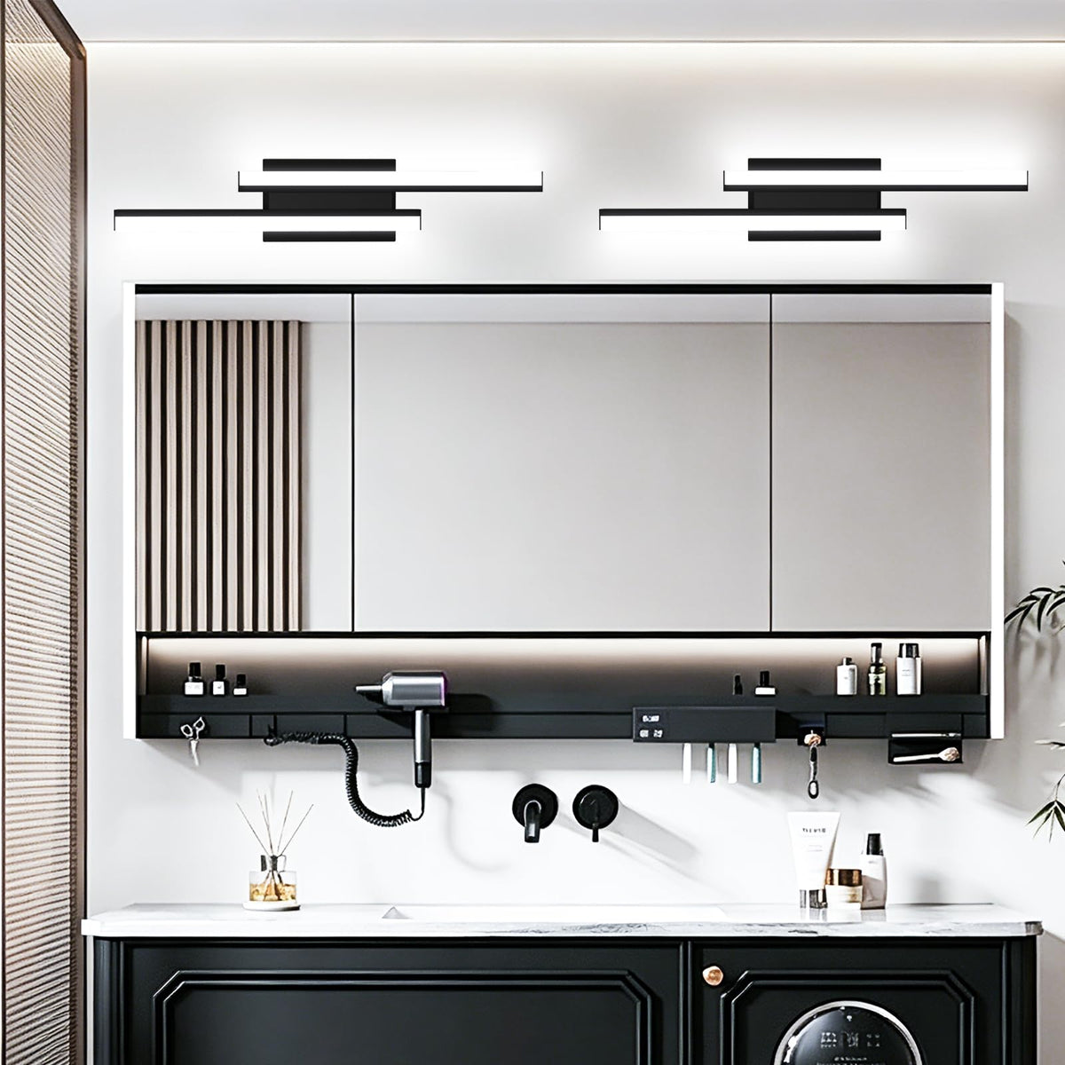 Bathroom Light Fixture Over Mirror Retractable Vanity Light Bar (24 in-2 pack)