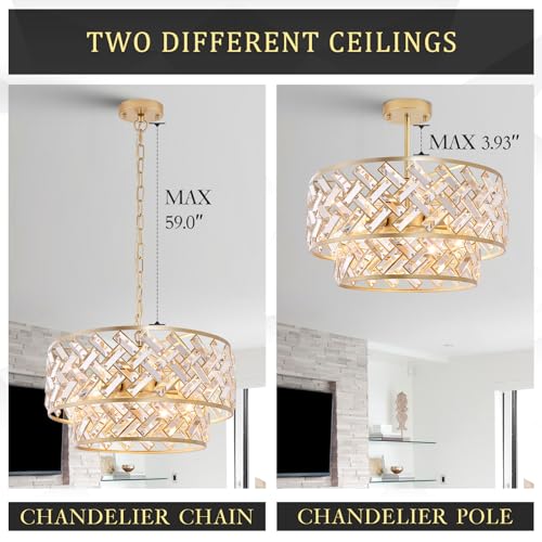 20" Gold Crystal Chandelier (Large Drum Gold)