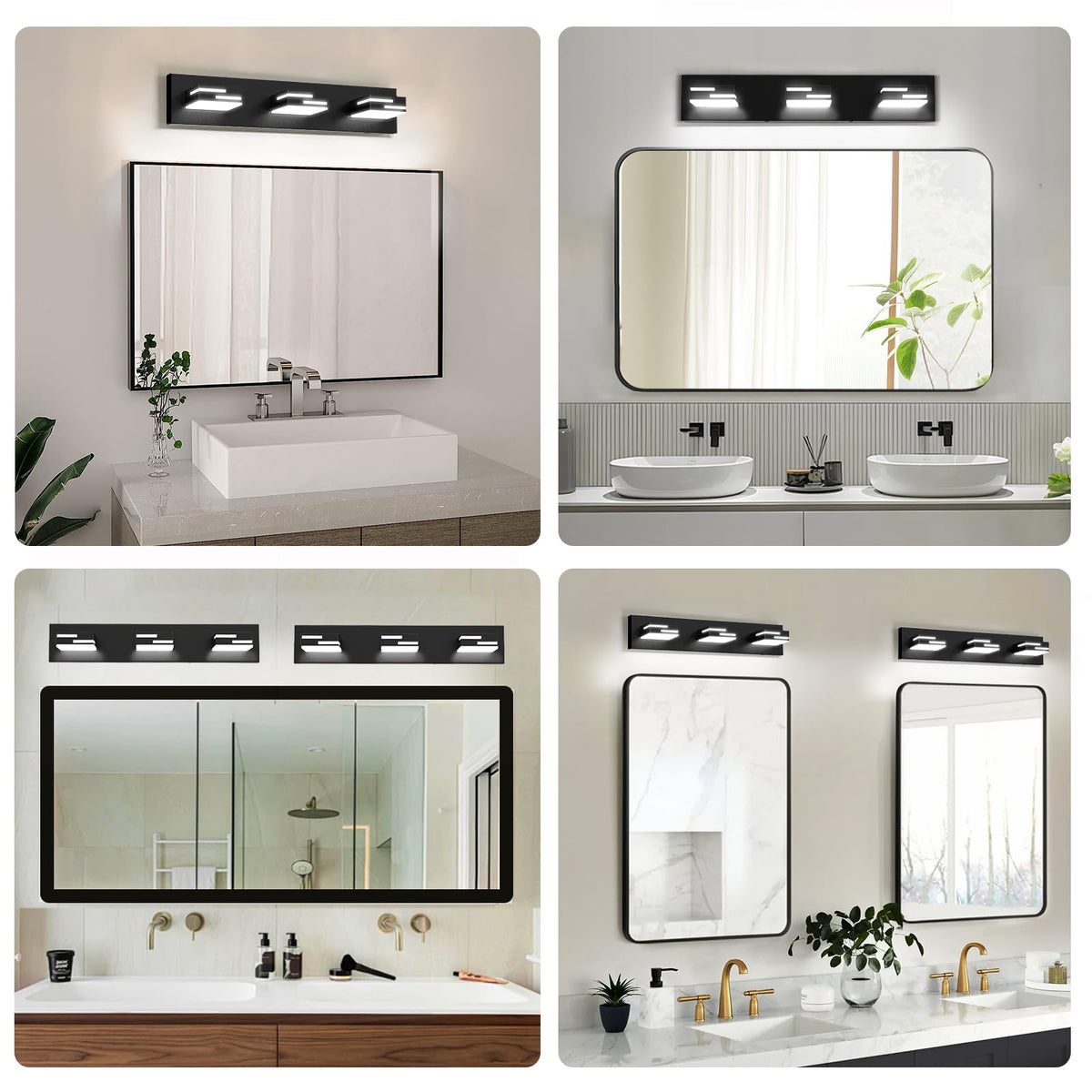 LED Modern Bathroom Vanity Light Fixtures (Black / 3-light, 22-inch)