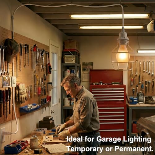 20Ft Plug in Pendant Light Hanging Cord Kit (White / 20FT)