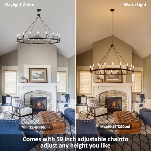 47.2 inches Black Wagon Wheel Chandelier (Black-20 lights)