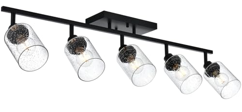 5 Light Black Track Lighting Kit Ceiling Mount Kitchen Track Lighting Fixtures (Black / 5-Light)