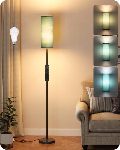 Slim Floor Lamp for Living Room with Magnetic Remote and Foot Switch (Teal and Black)
