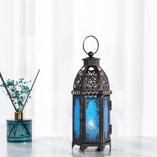 Christmas Lanterns Decorations Indoor & Outdoor (Medium / Blue - 11''h)