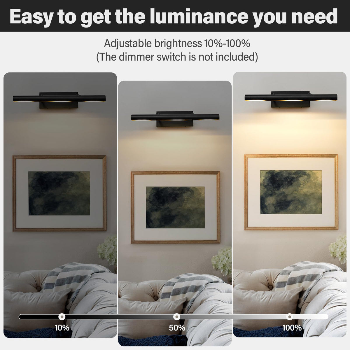 Black Art Picture Frame Wall Light (24"-3 Bulb / Black)