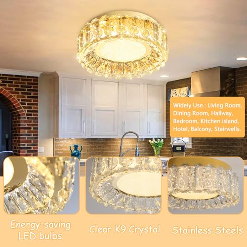 Modern Crystal Chandeliers for LED Dimmable Pendant Lighting Flush Mount Light Living Room