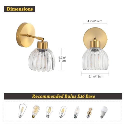 Wall Sconces Vintage Fixture Light (Tulip Clear / 2 PACK)