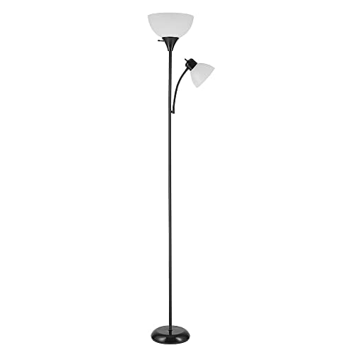 67135 72" Floor Lamp with Adjustable Reading Light (Black / 1 Pack)