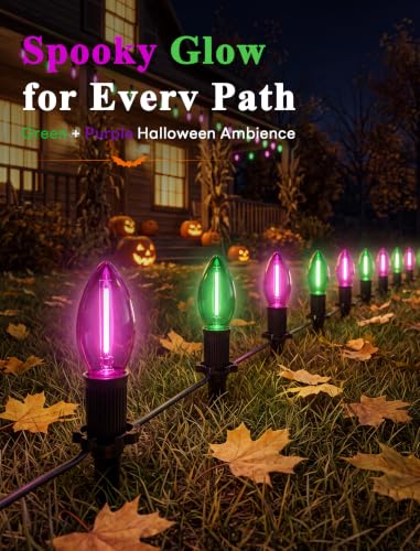 19.5FT Halloween Pathway Lights (C9 green/purple path light)