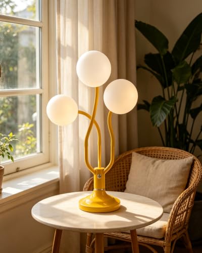 Yellow Globe Table Lamp Dimmable Magic DIY Arms G9 Bulbs Included (10-Yellow-Globe-3U-Magic DIY Arms)