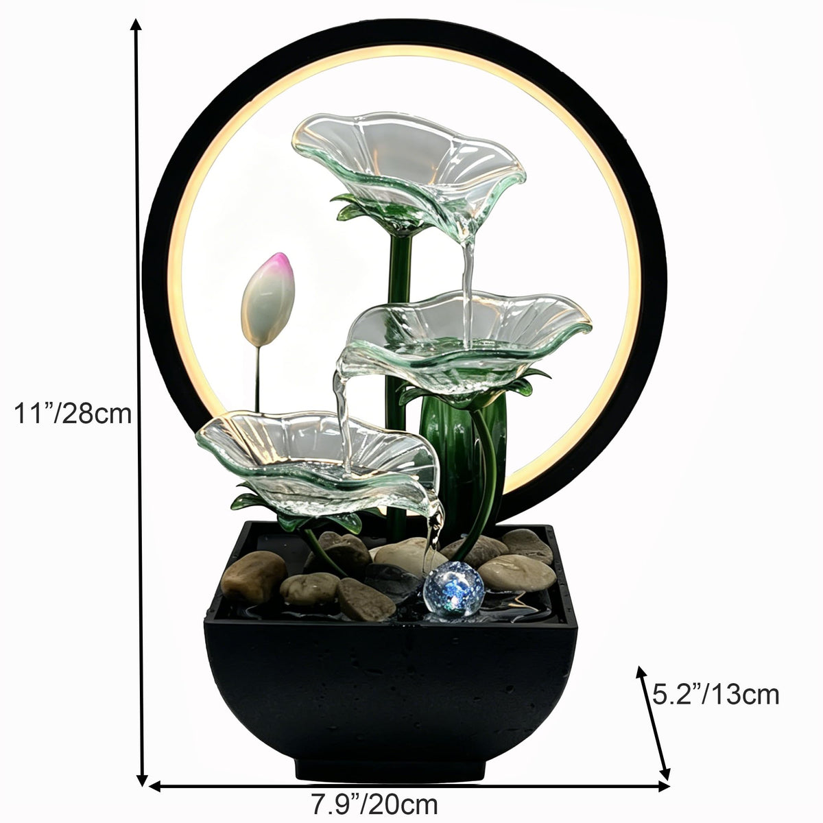Tabletop Water Fountain (White / H-28cm)