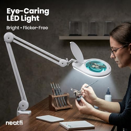 Elite XL HD Super LED Magnifying Lamp (White-3 / 7-inch Lens, Non-CCT with Clamp)