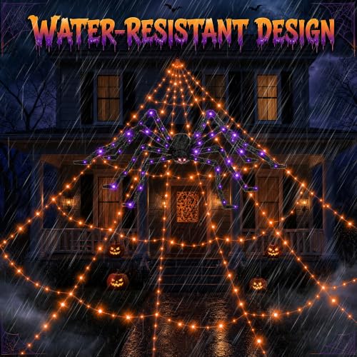 Halloween Decorations Outdoor Spider Web Lights