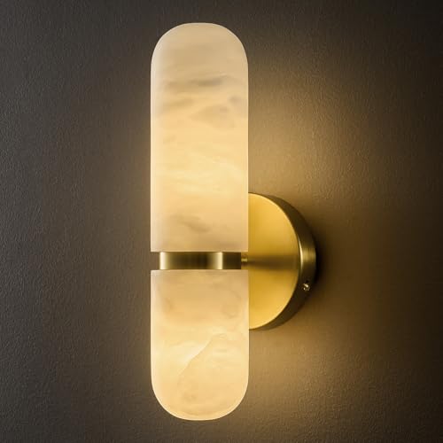 Natural Alabaster Brass Wall Sconce (Elegant Gold / 1 Pack)