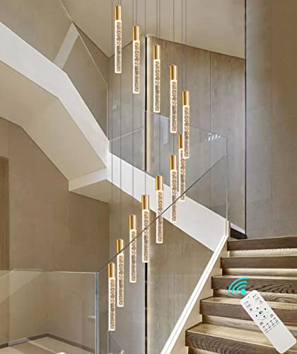 118" High Ceiling Chandelier Linear Crystal Pendants (12 lights / Gold)
