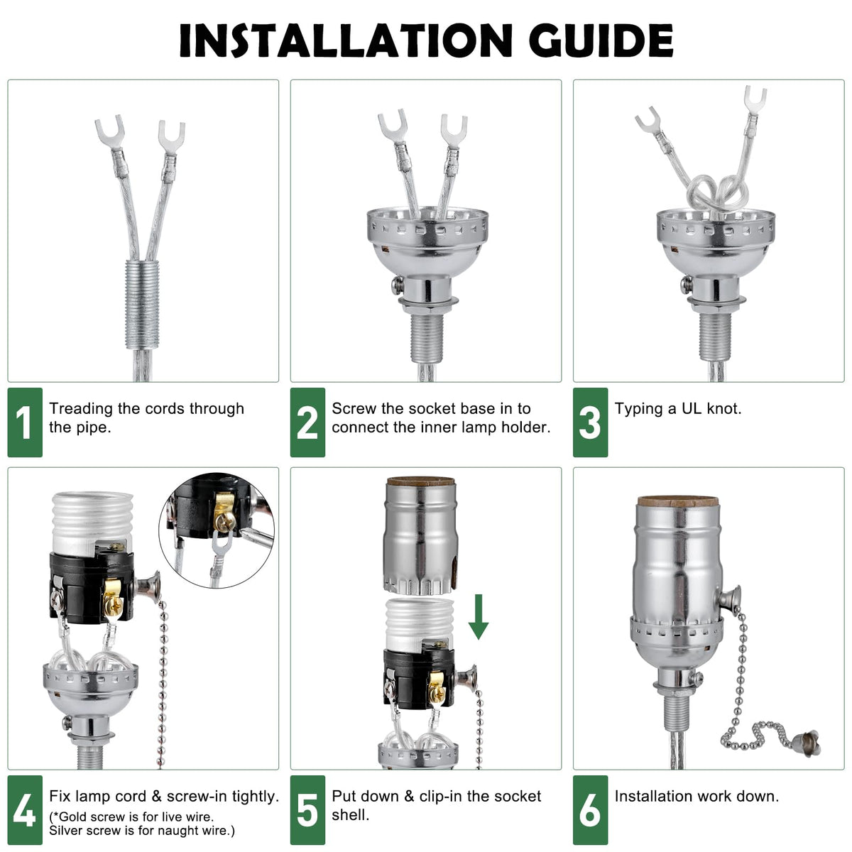 Pull Chain Light Socket Replacement (Silver)