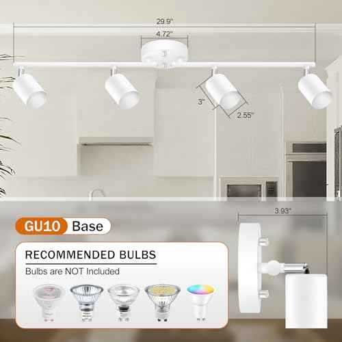 White Track Lighting Ceiling Fixture (White / 29.9" 4 Light Track Light)