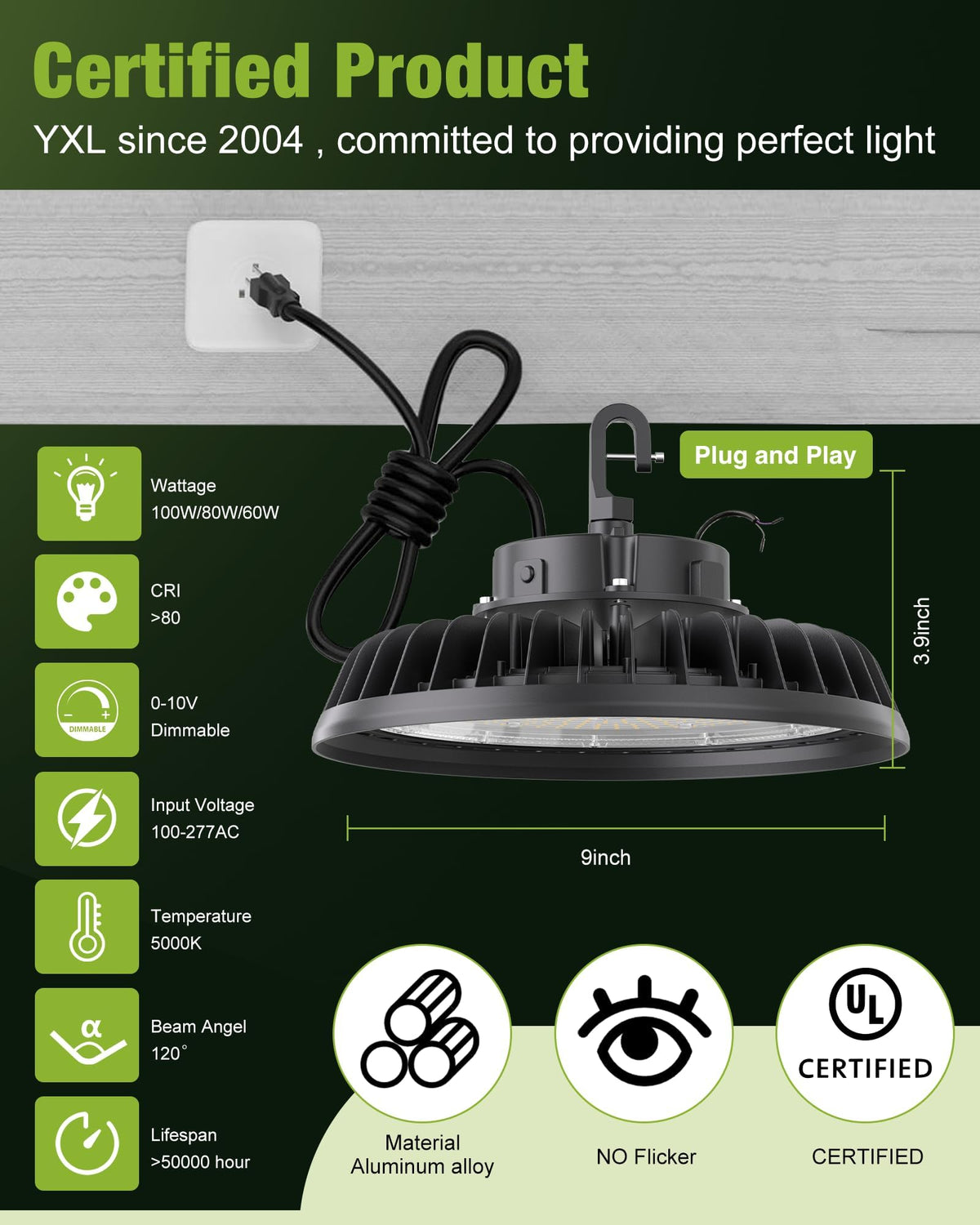 100W Super Bright UFO LED Shop Lights (100-18PACK)