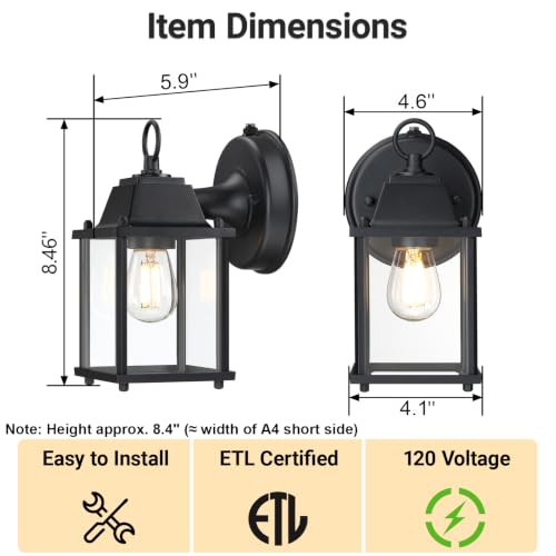 Outdoor Wall Light Fixture (Black / 2-Pack D2D)