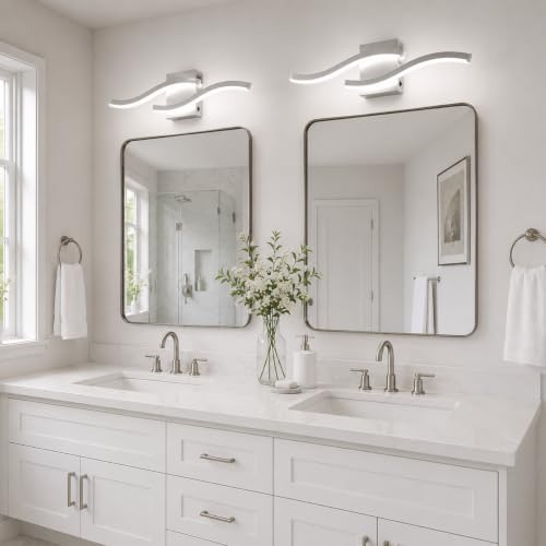 Brushed Nickel Curved Bathroom Vanity Light Fixture Over Mirror (Brushed Nickel / 23.62INCH,2 PACKS)