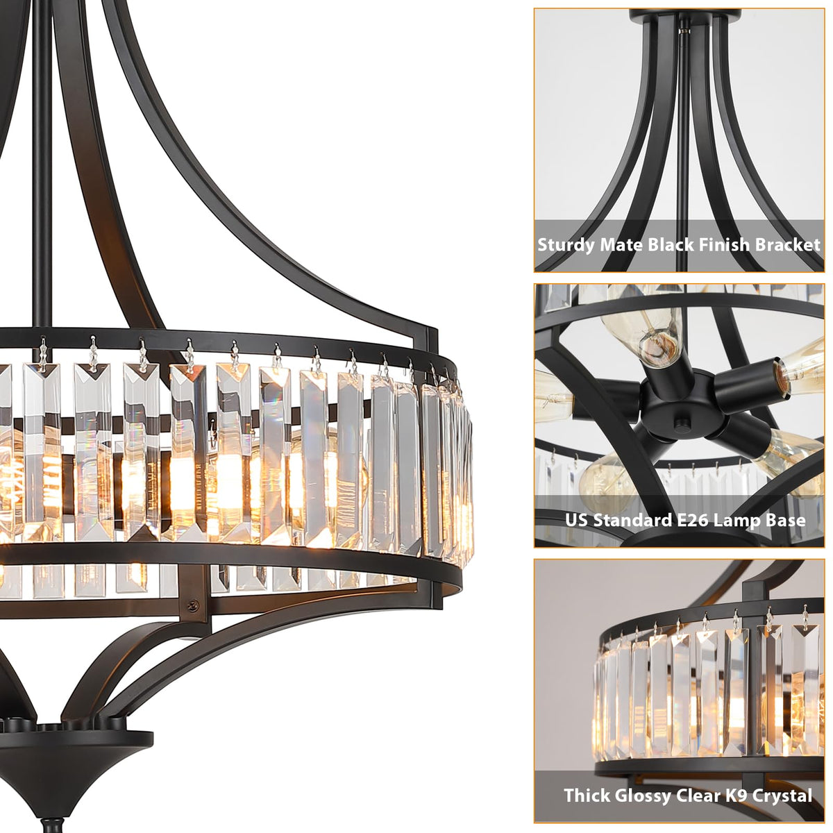 Modern Black Crystal Chandelier (Black)