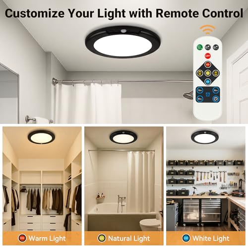 Black Wireless Rechargeable Ceiling Light (Black / 6 Packs)