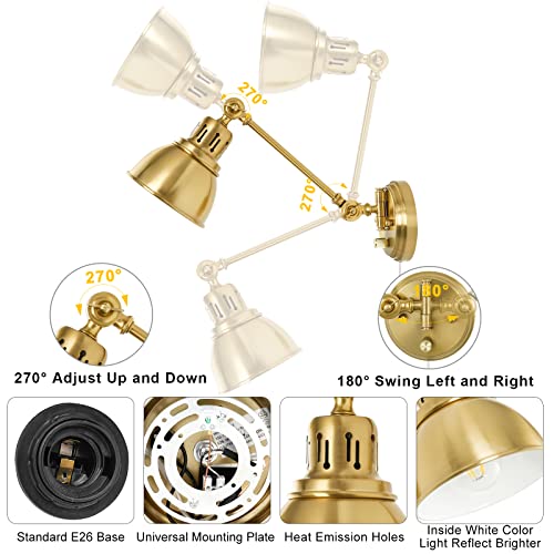 Plug in Wall Sconces Set of Two with Remote (Gold-2 PACK(Bulbs+Remote))