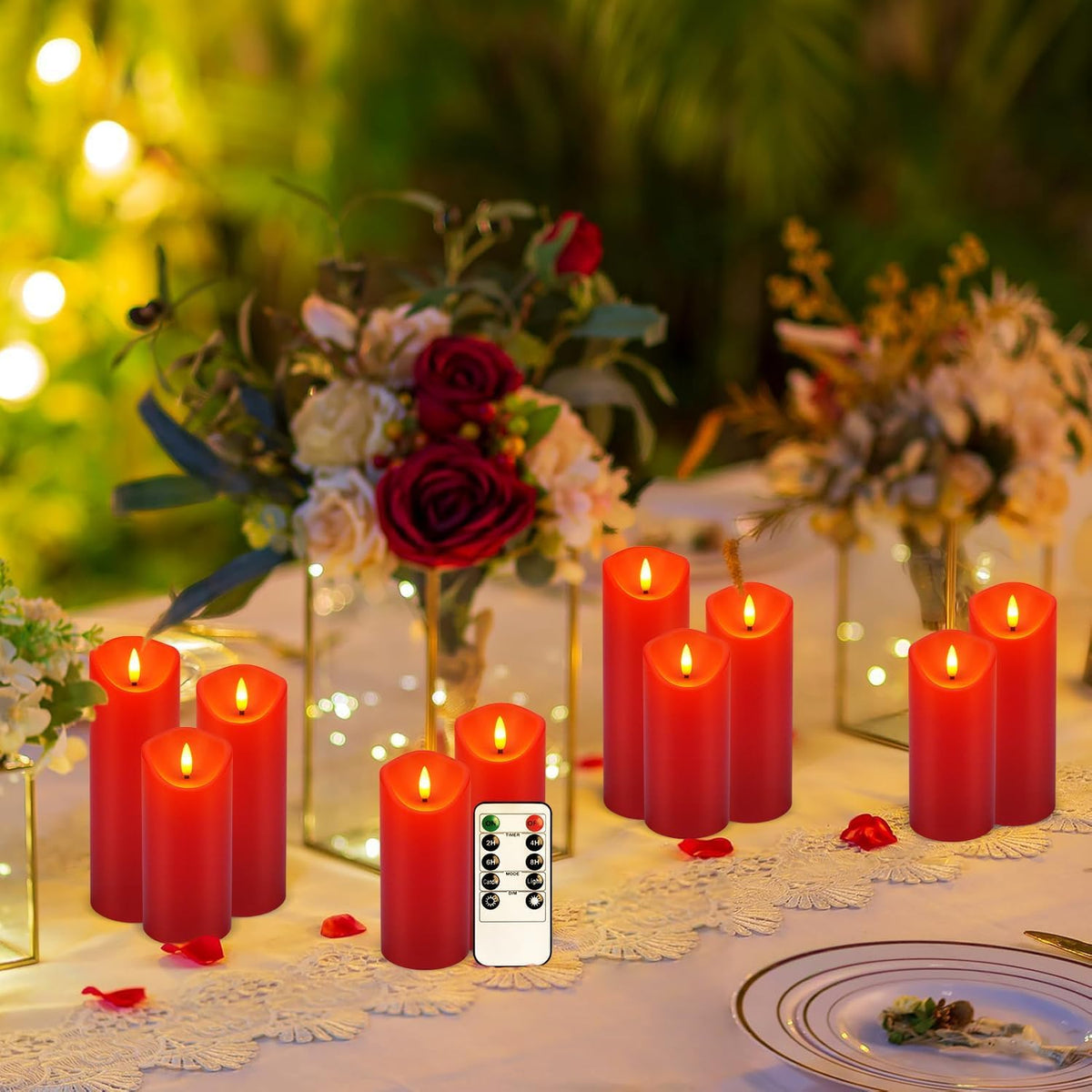 Christmas Flickering Flameless Candles - 24 Pack, Red