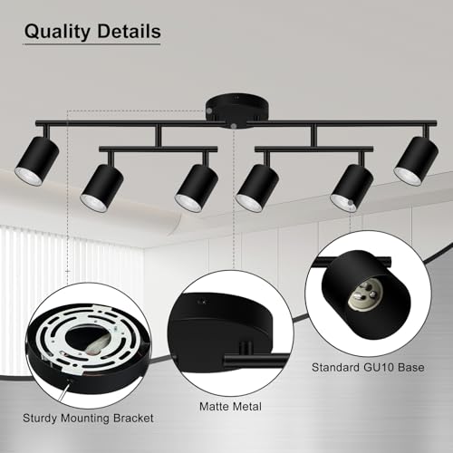 6 Light Track Lighting Fixtures Ceiling (6 light-black)