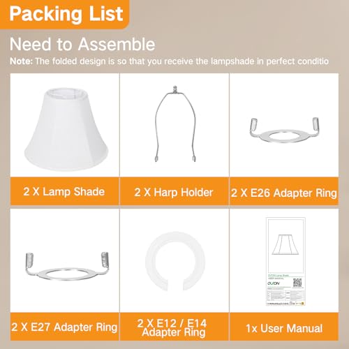 Lamp Shades Set of 2 for Table Lamps (White)