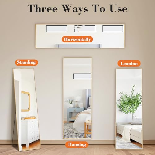 Full Length Floor Mirror 56"x15" (Claccic Gold-rect / 56"L x 15"W)