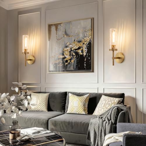 15" Knurled‑Craft Hardwired Brass Wall Sconce (Brass-Water Ripples / 15″-1 Pack)