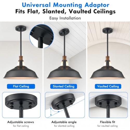 Black Metal Barn Stem Pendant Light