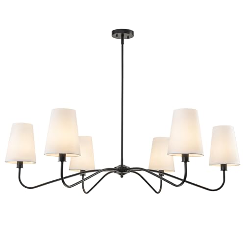 6 Light Chandelier with Shades Dining Room Chandelier D47.63 in