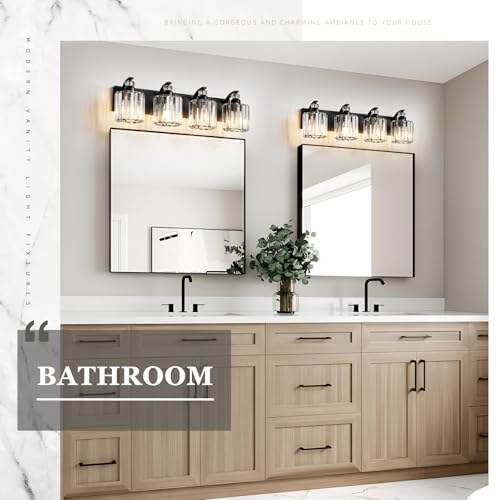 4 Light Black Bathroom Light Fixture Modern Vanity Lights Over Mirror Vintage Wall Sconce Lighting for Bathroom (Black-B / 4-Lights)