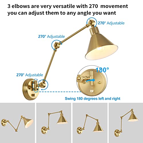 Wall Sconce with Remote Control (Gold / 2 Pack- (Remote+Bulbs))