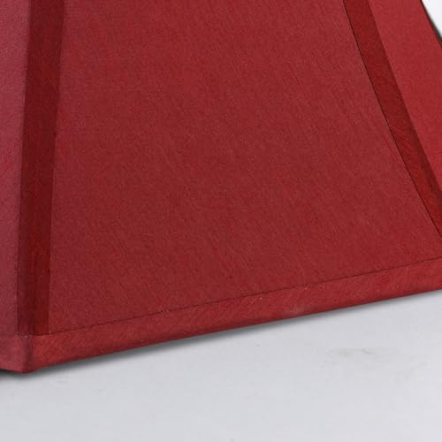 2 Pcs Wine Red Square Cute Lamp Shades Octagonal Faux Silk Lampshade Replacement Medium Lampshade 6.5×13×10.6IN (13IN 2 PACK / Red)