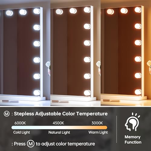Vanity Mirror Makeup Mirror with Lights (White-18 Bulbs)