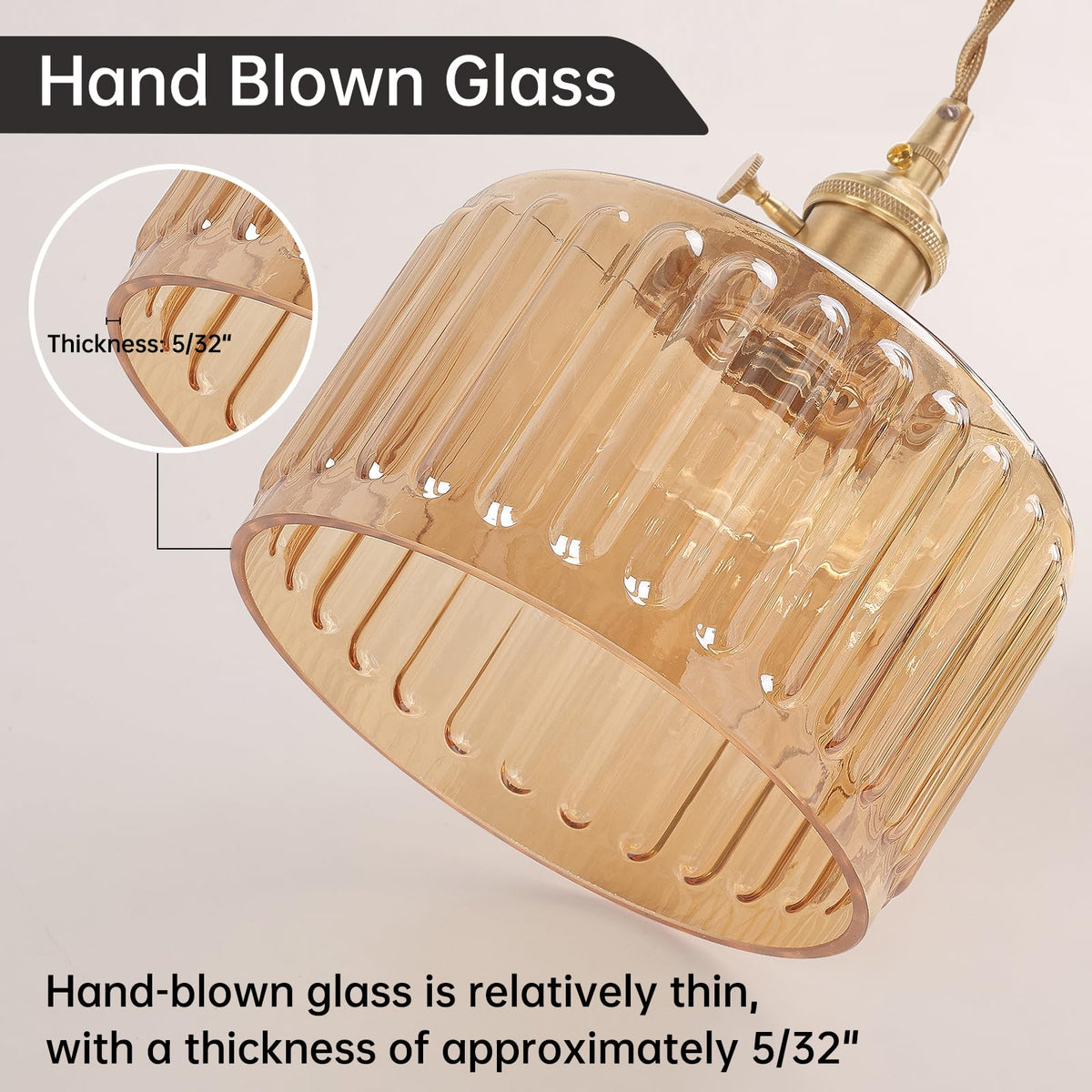 Plug in Pendant Light Hanging Light Fixtures with Plugin Cord On (Amber)