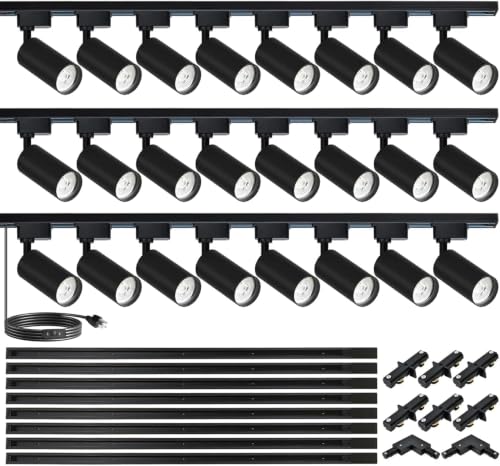 Plug in H Type LED Track Lighting Kits Dimmable Adjustable Angle Heads (Complete Kit)