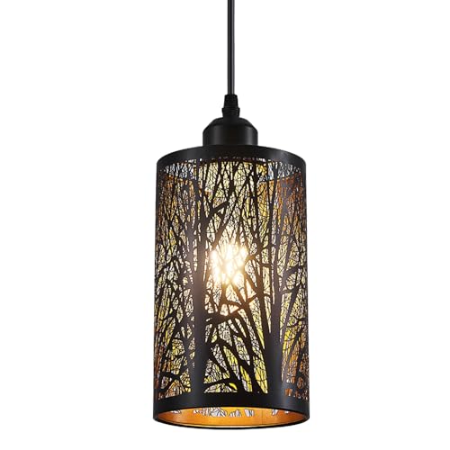 Industrial Gold Bursh Black Pendant Light Fixture