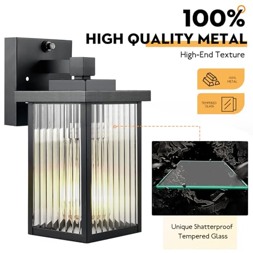 2 Pack Black Dusk to Dawn Outdoor Wall Light (Black / 10.6''-2 Pack)