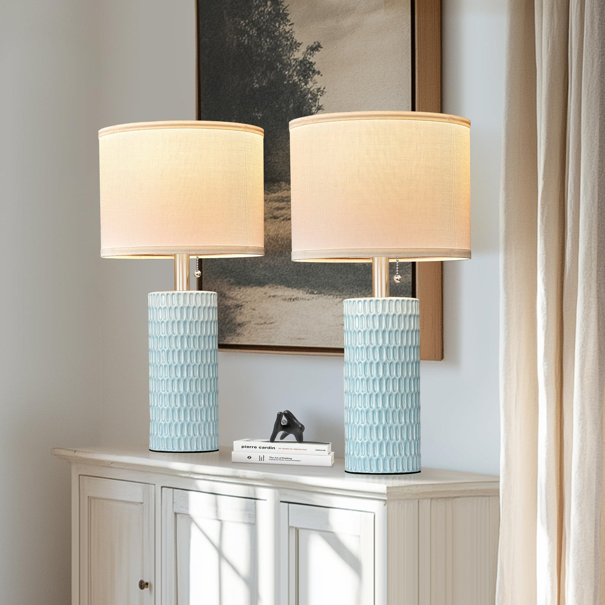 20” Modern Table Lamps Set of 2 (Sky Blue)