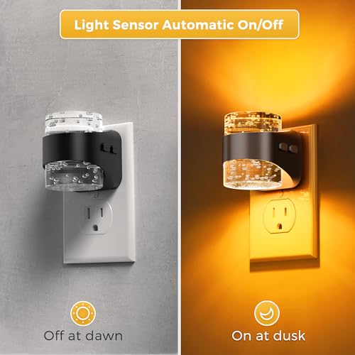 Night Light Bubble Night Lights Plug into Wall (Black Bubble-Amber / 1 Pack)