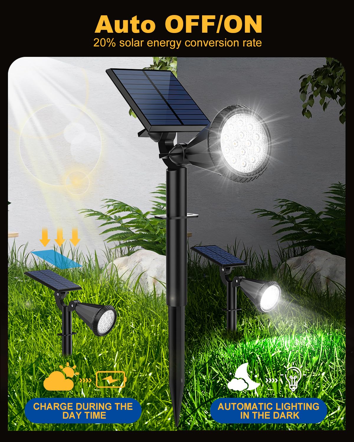 Solar Spot Lights Outdoor (Cool White / 4 pack)