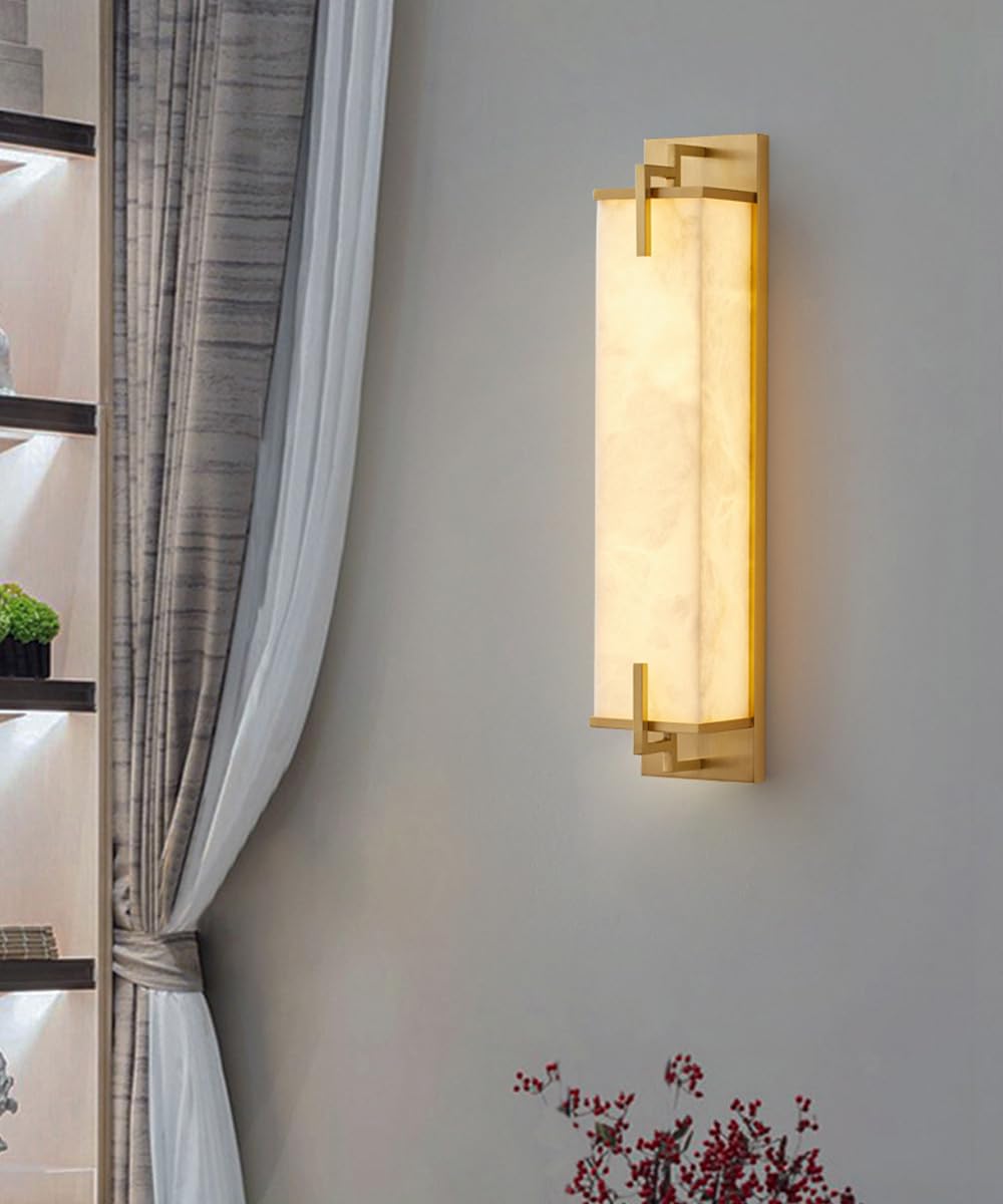 Modern Marble Wall Sconce Natural Alabaster Sconce (Gold / 47CM)