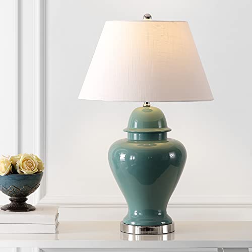 Sagwa 33" Modern Ceramic Ginger Jar Living Room Lamp (Teal)