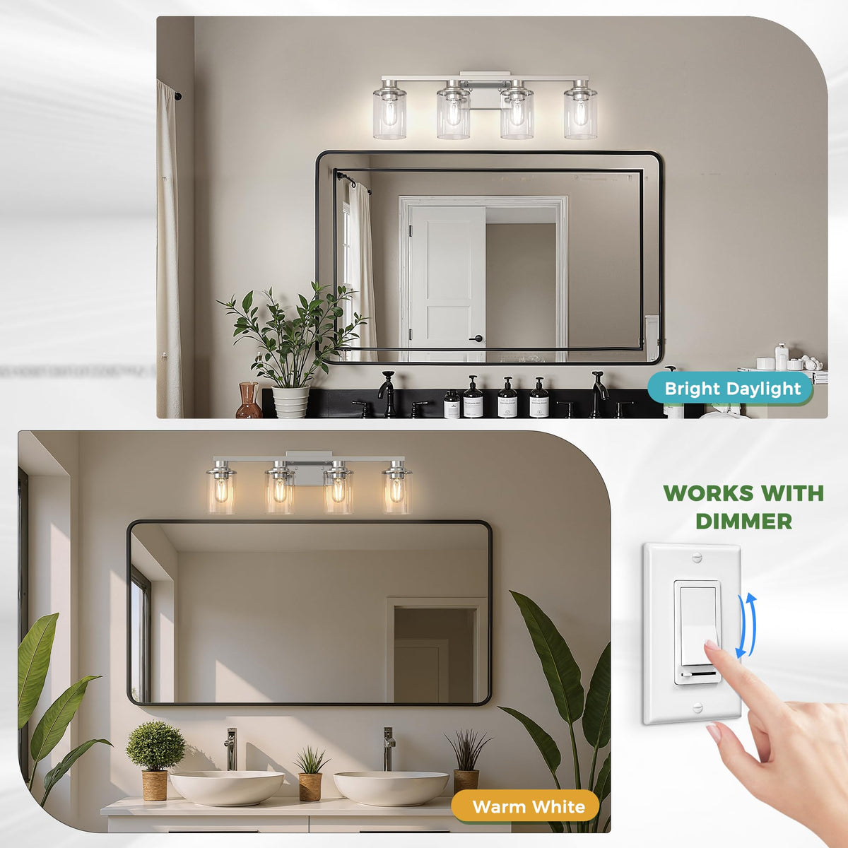 4 Light Chrome Bathroom Vanity Light Fixture ETL Listed (Chrome / 4-Light)